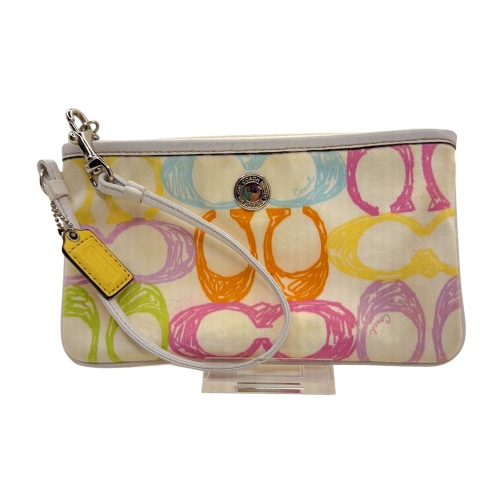 Coach Vintage Scribble C Print Wristlet Multicolor Canvas Y2K Era